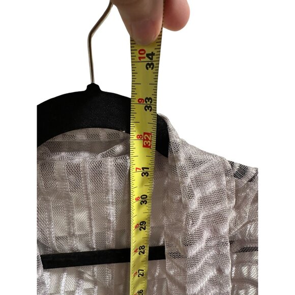 🍒 2/$20 🍒 Silver Striped Sheer Cascading Front Cardigan OS - Picture 6 of 6